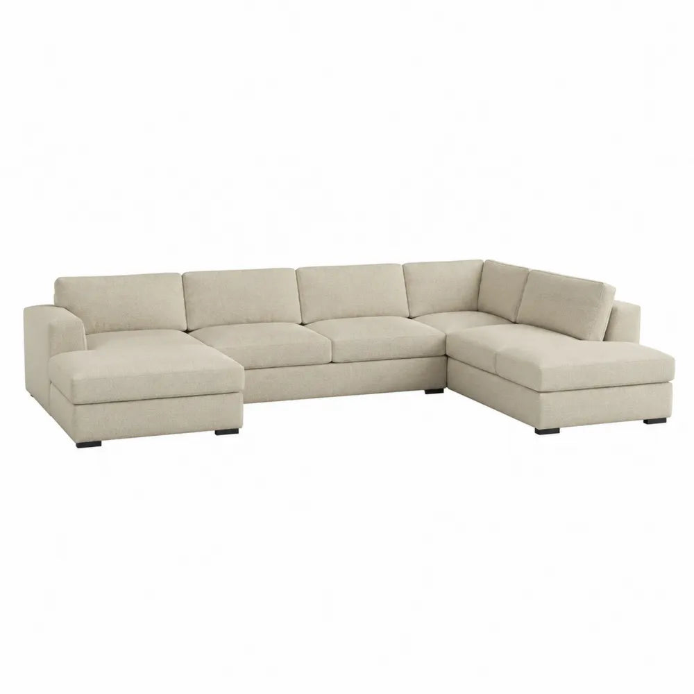 Sofa narożna modułowa z tkaniny poliestrowej beżowa 340x170x90 cm