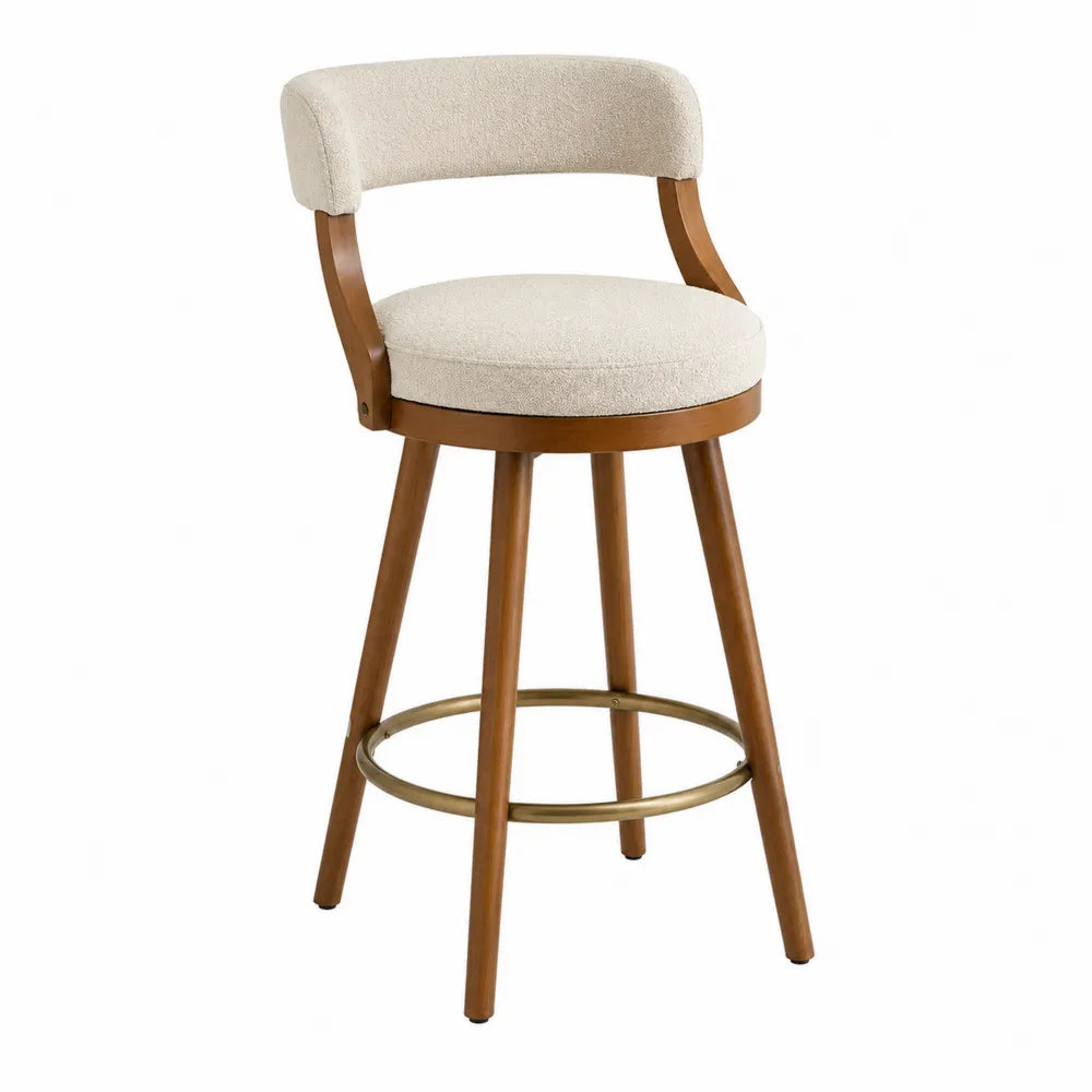 Hoker Obrotowy Tkanina Drewno Beżowy 110 cm