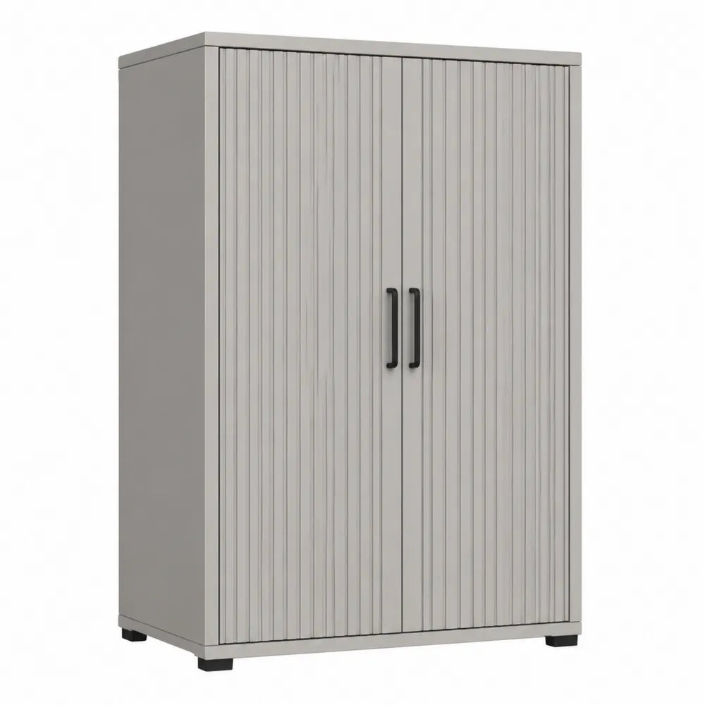 Szafa zewnętrzna z PVC z podwójnymi drzwiami beżowa 180x90x50 cm