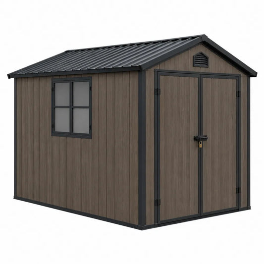Domek ogrodowy z polipropylenu 230x190x200 cm szaro-brązowy