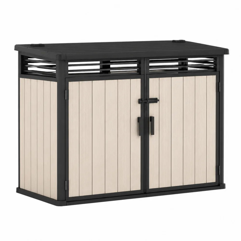 Szopa ogrodowa z polipropylenu 130 x 74 x 110 cm beżowo-czarna
