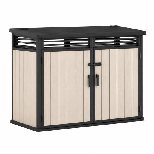 Szopa ogrodowa z polipropylenu 130 x 74 x 110 cm beżowo-czarna