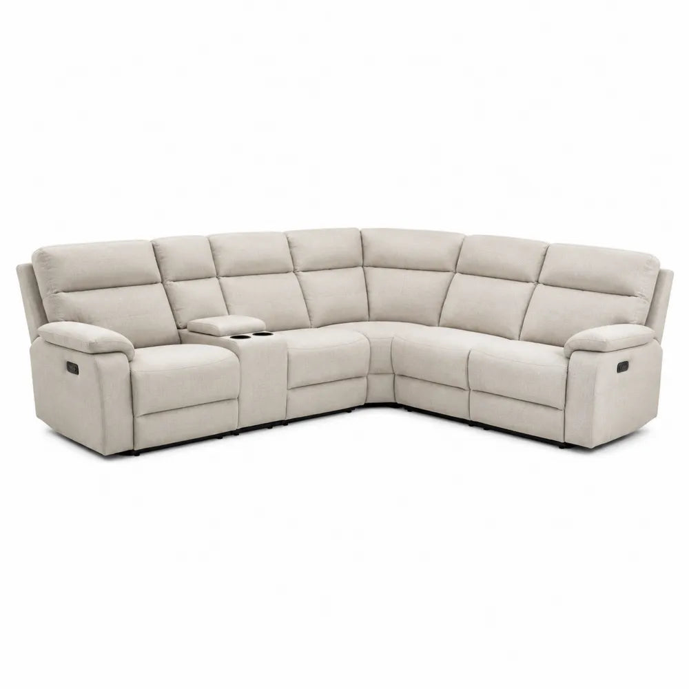Narożna sofa modułowa z tkaniny poliestrowej kremowa