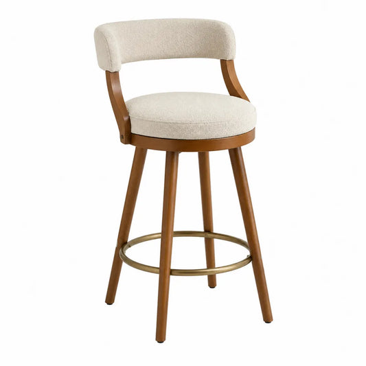 Hoker Obrotowy Tkanina Drewno Beżowy 110 cm