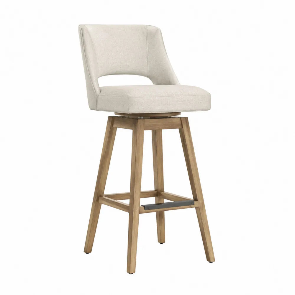 Hoker drewniany z lnem 60 cm beżowy
