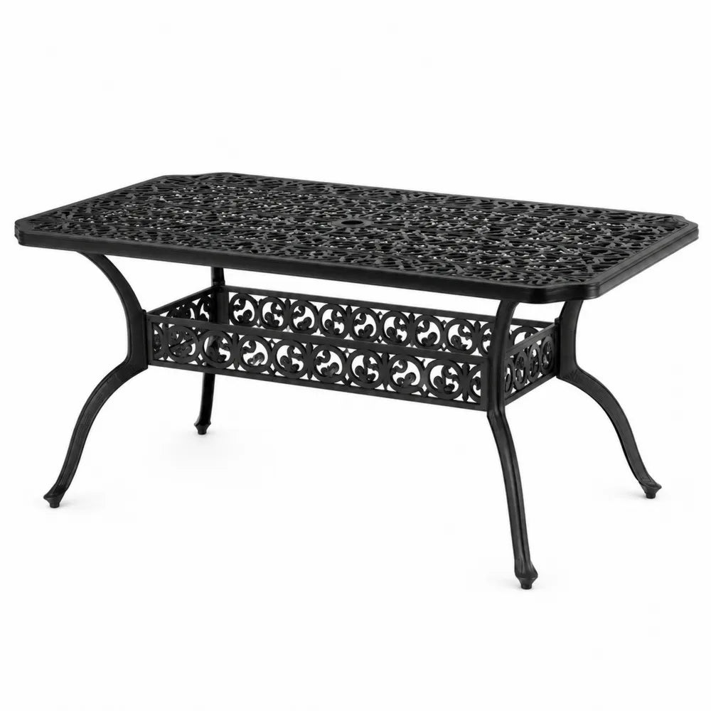 Stół ogrodowy z kutego aluminium 150x90x75 cm czarny
