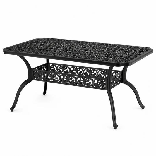 Stół ogrodowy z kutego aluminium 150x90x75 cm czarny