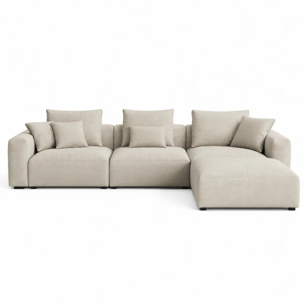 Modułowa sofa narożna z tkaniny, beżowa