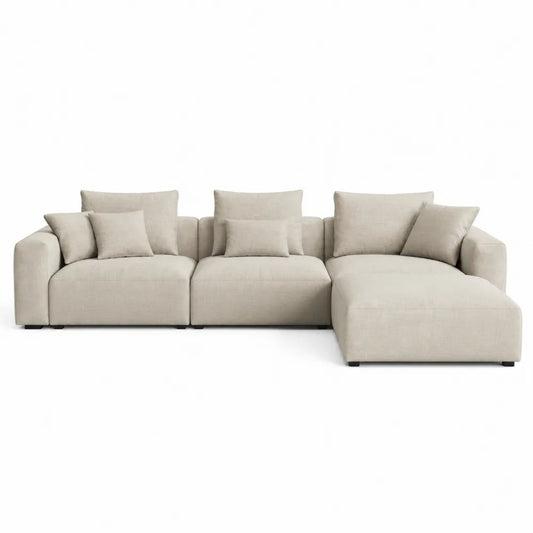 Modułowa sofa narożna z tkaniny, beżowa