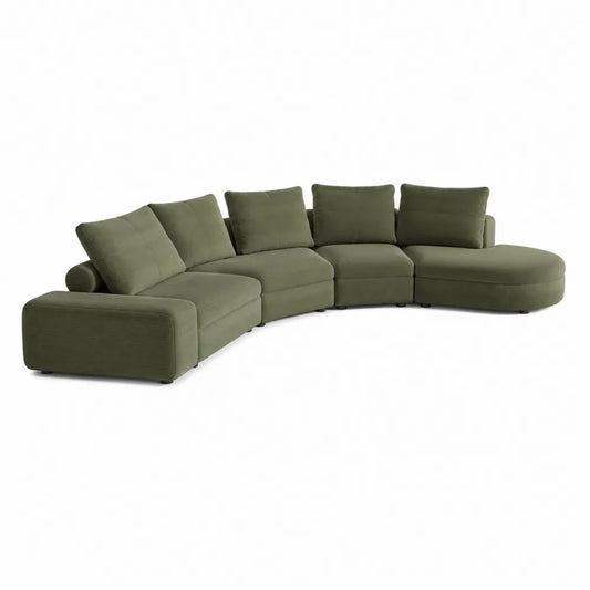 Modułowa sofa narożna z zielonej tkaniny 350x100x85 cm