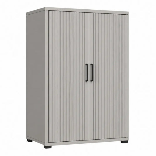 Szafa zewnętrzna z PVC z podwójnymi drzwiami beżowa 180x90x50 cm